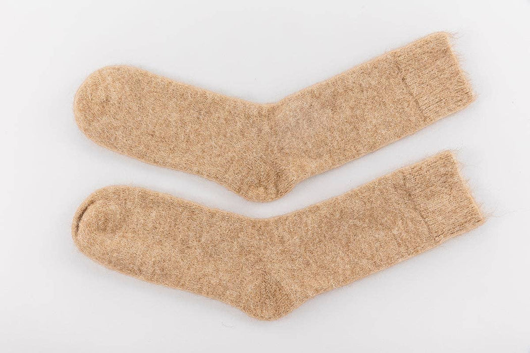 Soft Undyed Fawn Alpaca Bed Socks