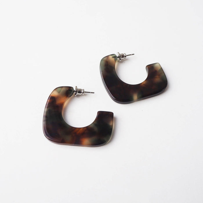 Square Statement Acetate Hoop Earrings