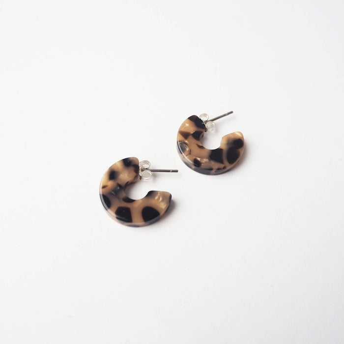 Caramel & Black Acetate Huggie Hoops