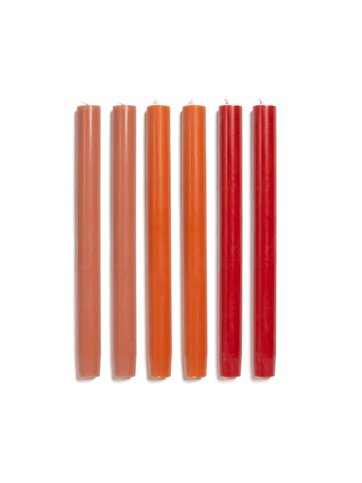 Dinner Candles x 6 - Oranges and Reds