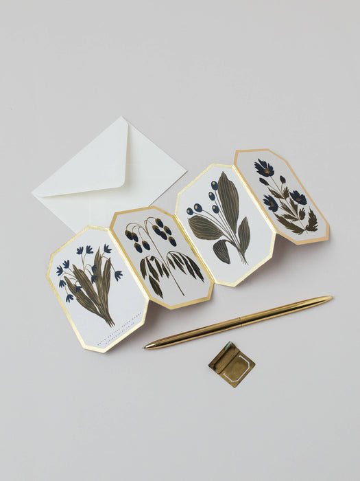 CONCERTINA BOTANICAL BLUE FLOWER DIE CUT MINI CARD