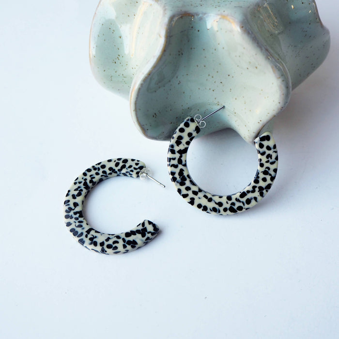 Marble Terrazzocetate Resin Hoop Earrings