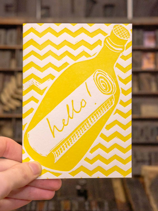 Hello! - Message In A Bottle Card: With cello