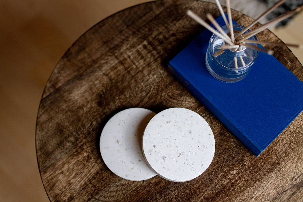 Terrazzo Coaster Set - Earth: White Seashell Terrazzo