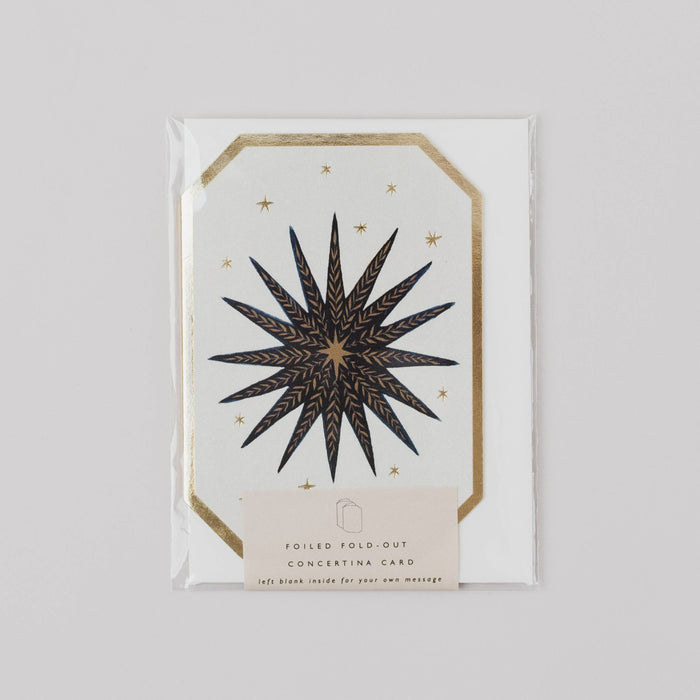 CELESTIAL CONCERTINA CHRISTMAS STAR MOON DIE CUT MINI CARD