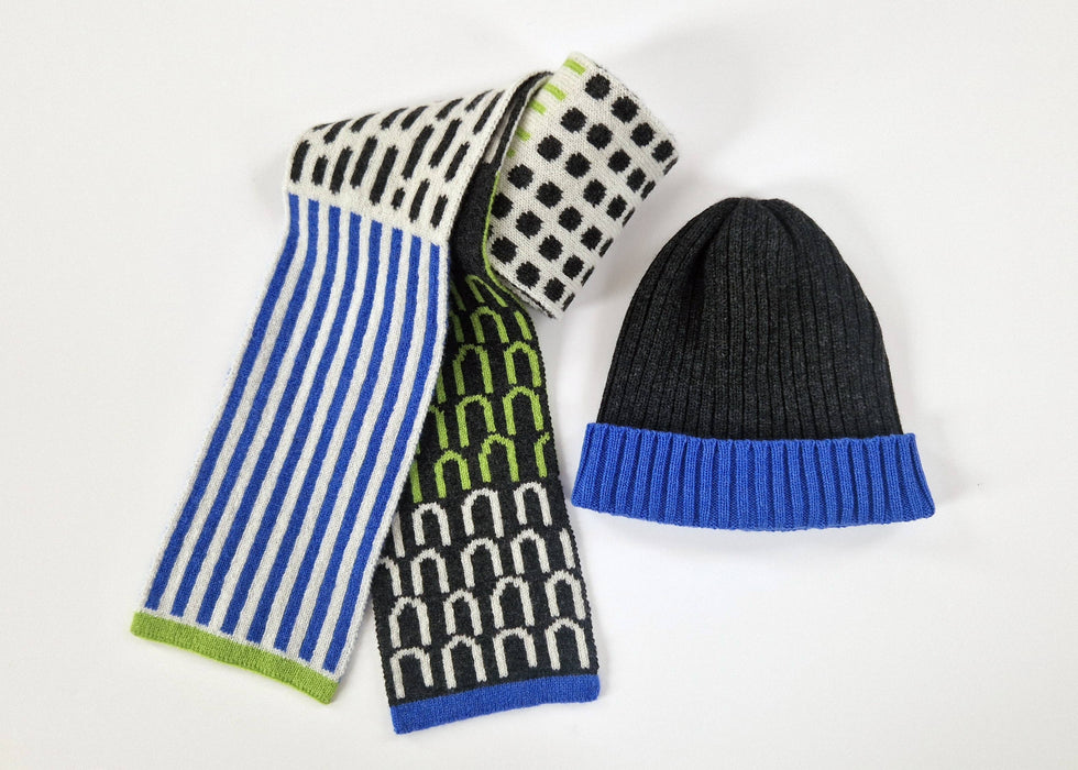 Lambswool Hat - Charcoal & Blue