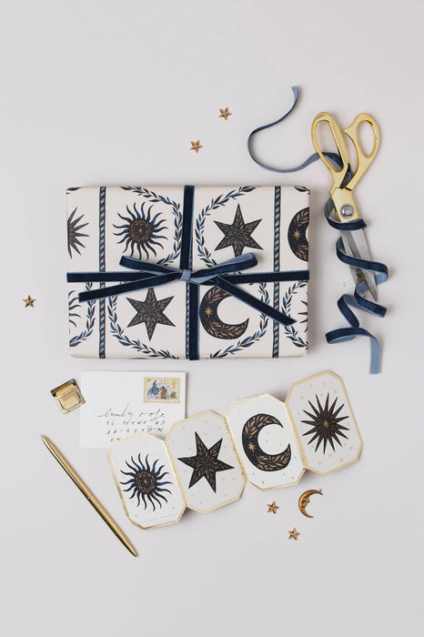 CELESTIAL CONCERTINA CHRISTMAS STAR MOON DIE CUT MINI CARD