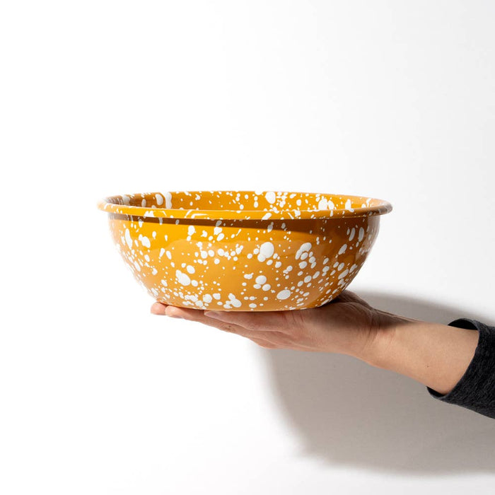 Splatter Enamel Bowl Large Yellow and Cream