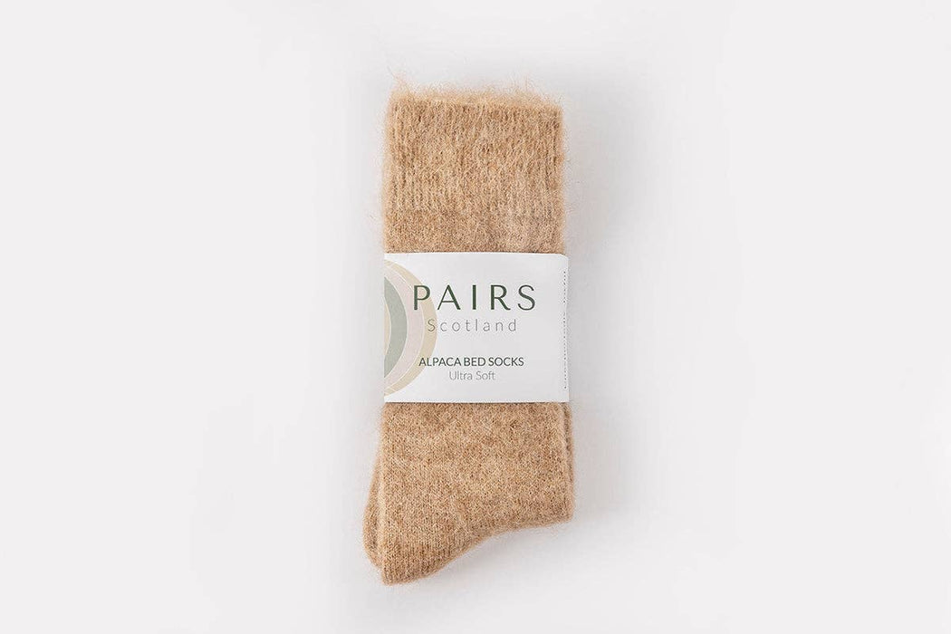 Soft Undyed Fawn Alpaca Bed Socks