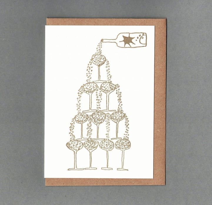 Champagne Letterpress Greeting Card,