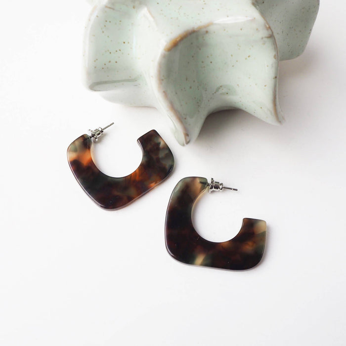 Square Statement Acetate Hoop Earrings