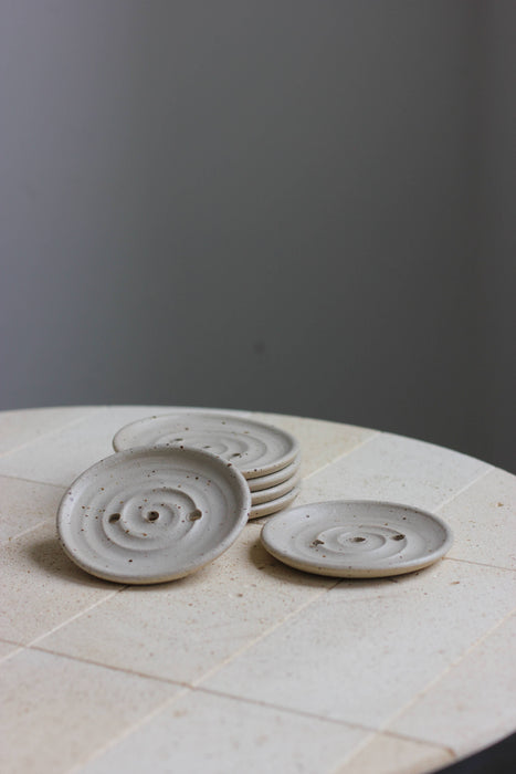 Stoneware Soap & Sponge Dish: Matt Speckled