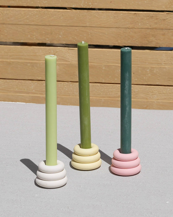 6 Dinner Candles Set 6 / Gradient Greens
