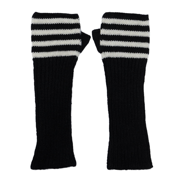 Breton Cashmere Loose Rib Wrist Warmer - Black/Off White