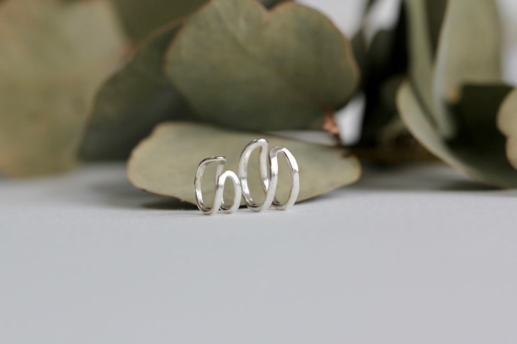Double Bar Silver Ear Cuff - Large