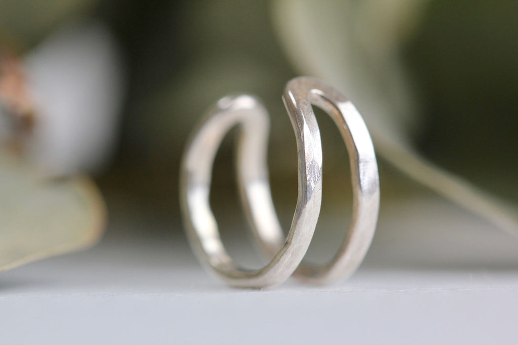 Double Bar Silver Ear Cuff - Large