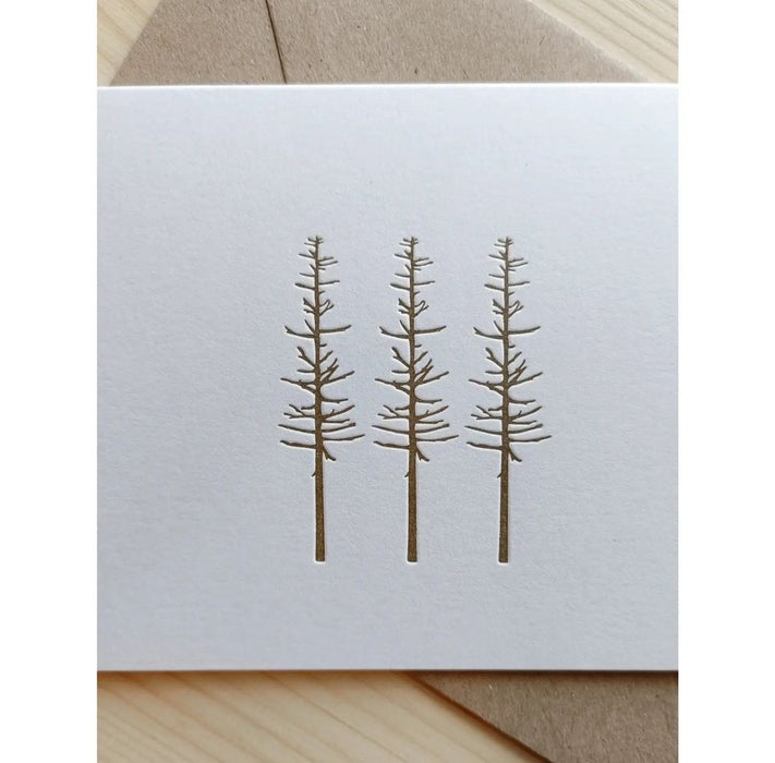 Little Trees Letterpress Card - Gold