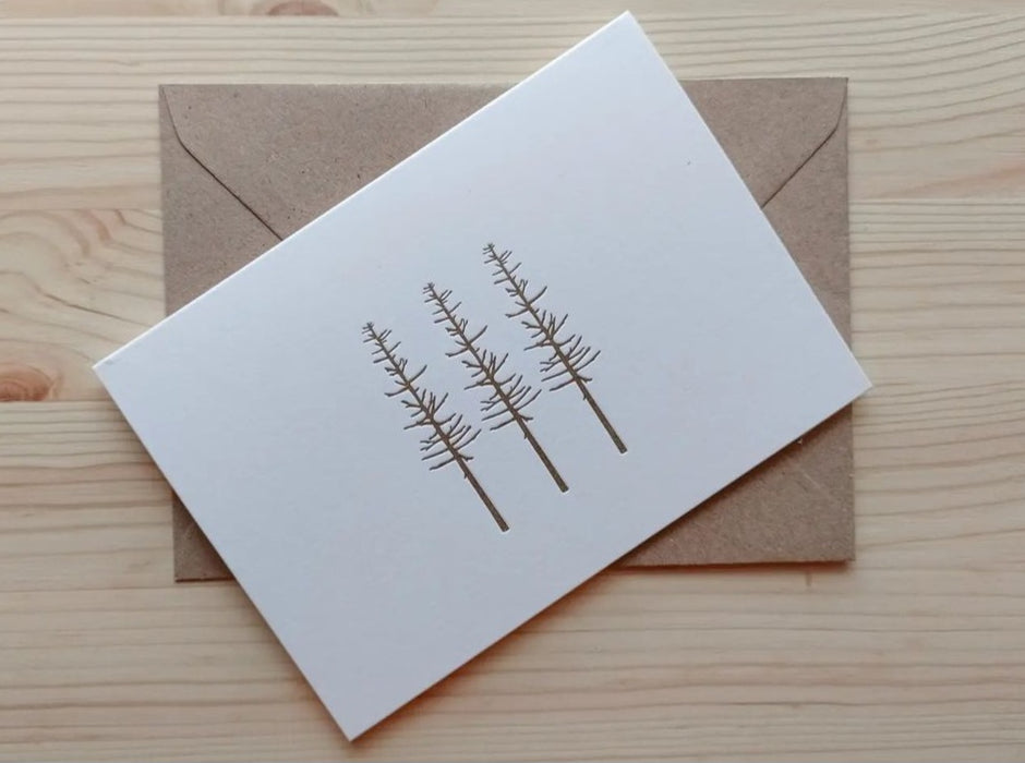 Little Trees Letterpress Card - Gold