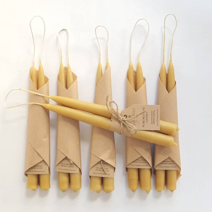 Natural Beeswax Dining Candles - Pair