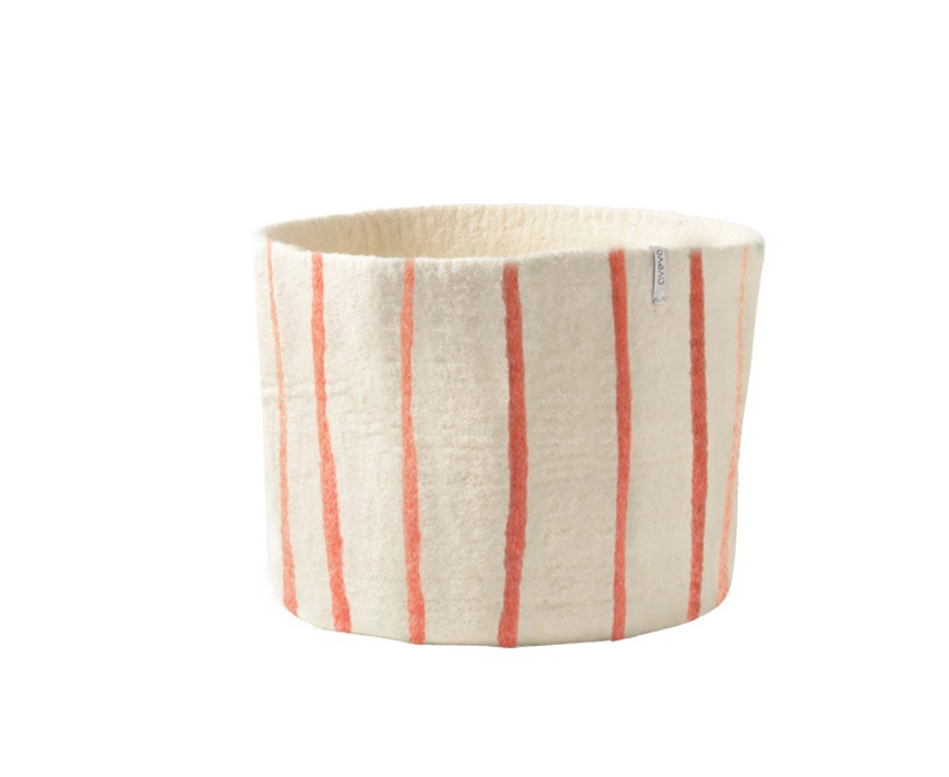 Coral Stripe Felt Basket/Planter - X Large