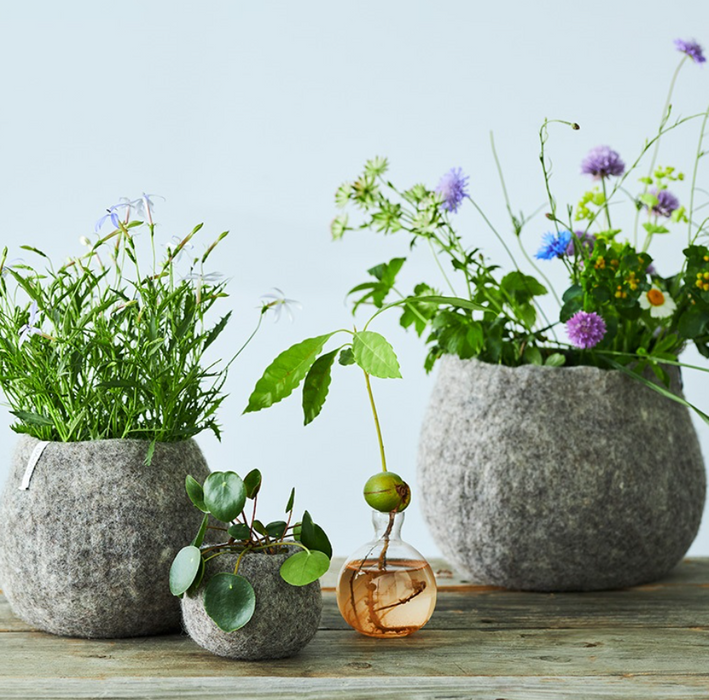 Wool Plant Pot - Light Grey Large