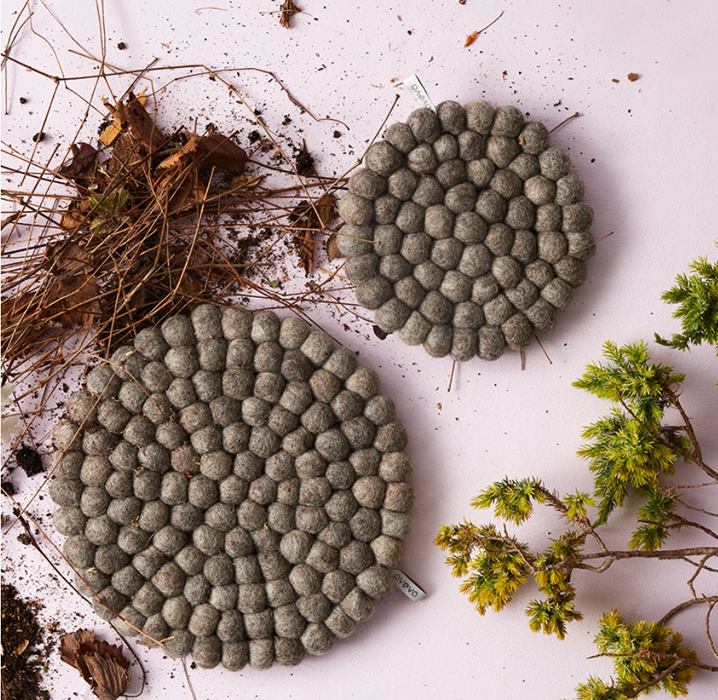 Small Wool Trivet - Brown/Grey