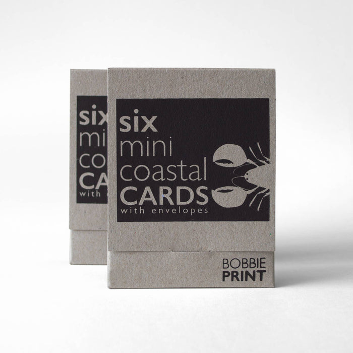 Boxed Set of 6 Cute Coastal Risograph Printed Mini Cards