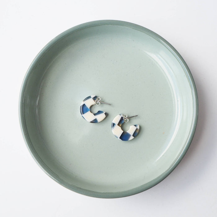 Ocean Checker Super Mini Acetate Resin Small Hoop Earrings