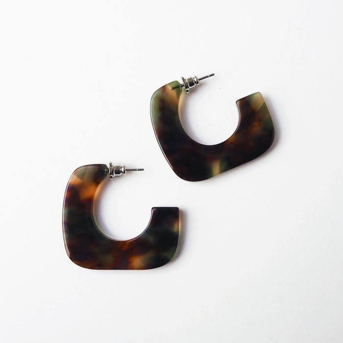 Square Statement Acetate Hoop Earrings