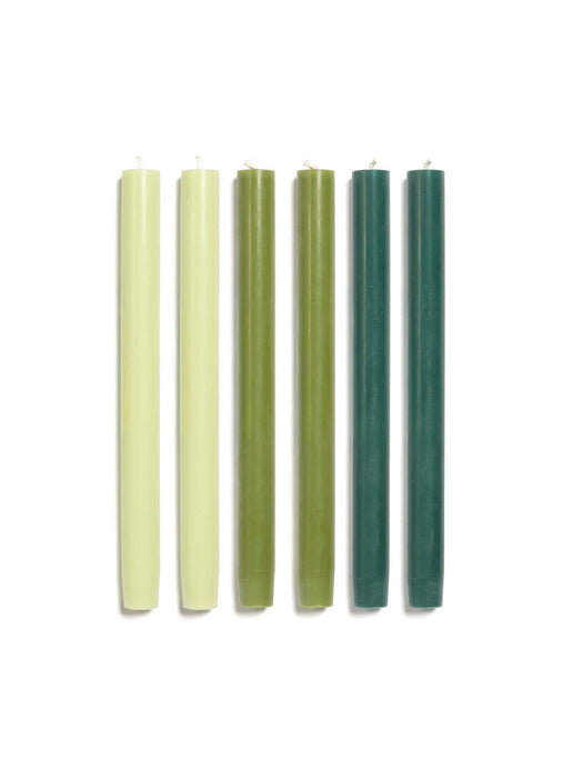 6 Dinner Candles Set 6 / Gradient Greens