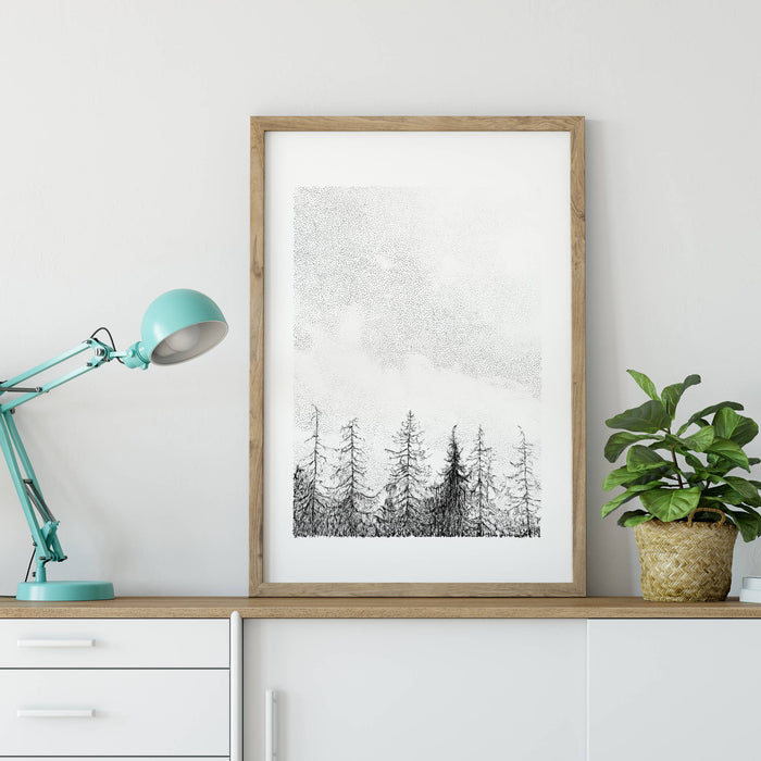 Pine Tree Forest Print A3