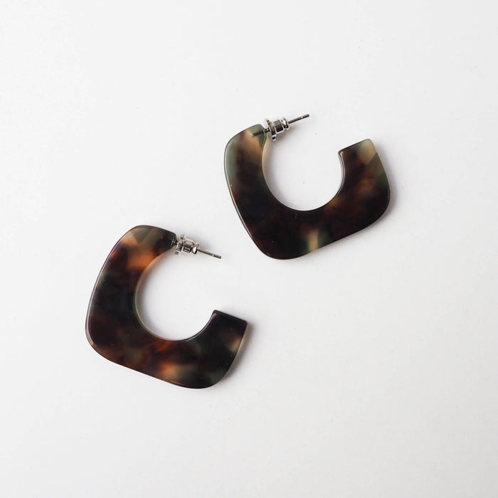 Square Statement Acetate Hoop Earrings