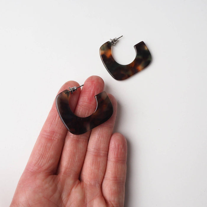 Square Statement Acetate Hoop Earrings