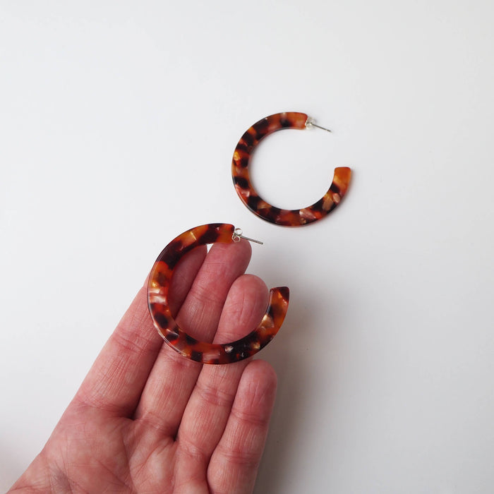 Rosa Tortoiseshell Large Statement Acetate Hoop Earrings