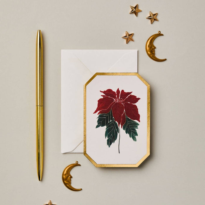 POINSIETTA  BOTANICAL DIE CUT MINI CARD
