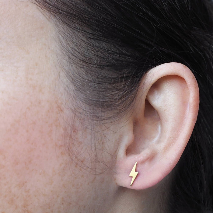 Tiny Lightning Studs, gold plated