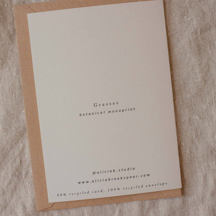 Grasses Botanical Print Greeting Card A6 Recycled 