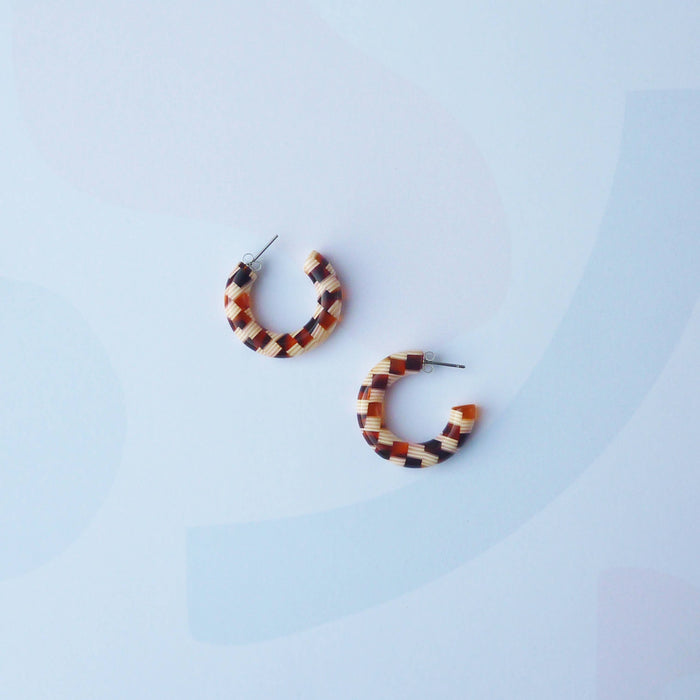 Honey Checker Colourful Acetate Resin Hoop Earrings