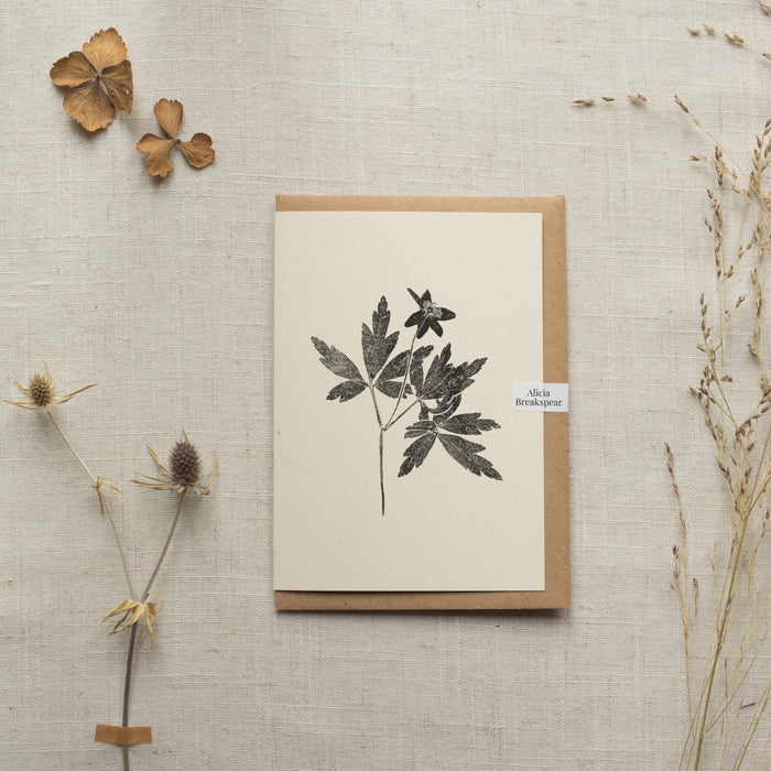 Wood Anemone Flower Greeting Card A6 Recycled Card 