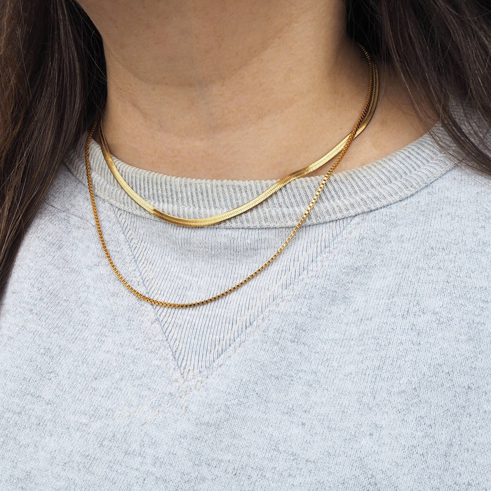 Gold Plated Layered Chain Necklace