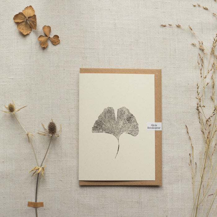 Ginkgo Leaf Greeting Card A6 Recycled Card 
