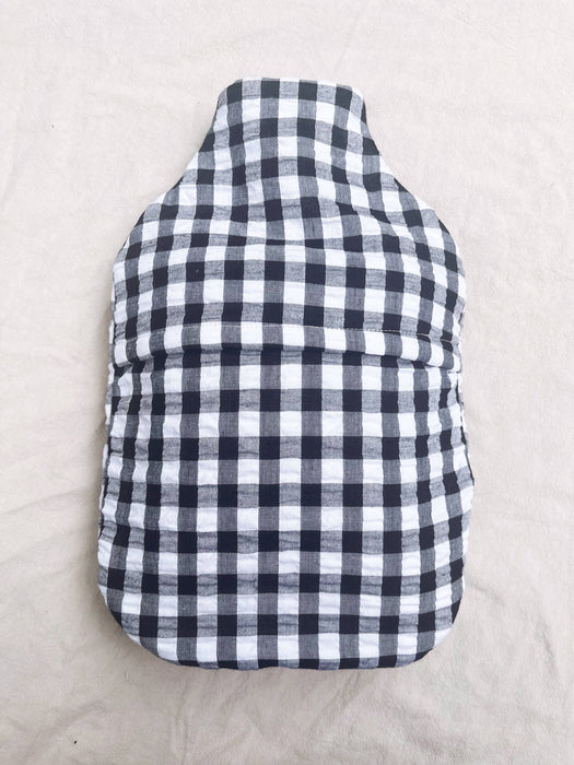 Hot Water Bottle - Gingham Cotton - Black and White