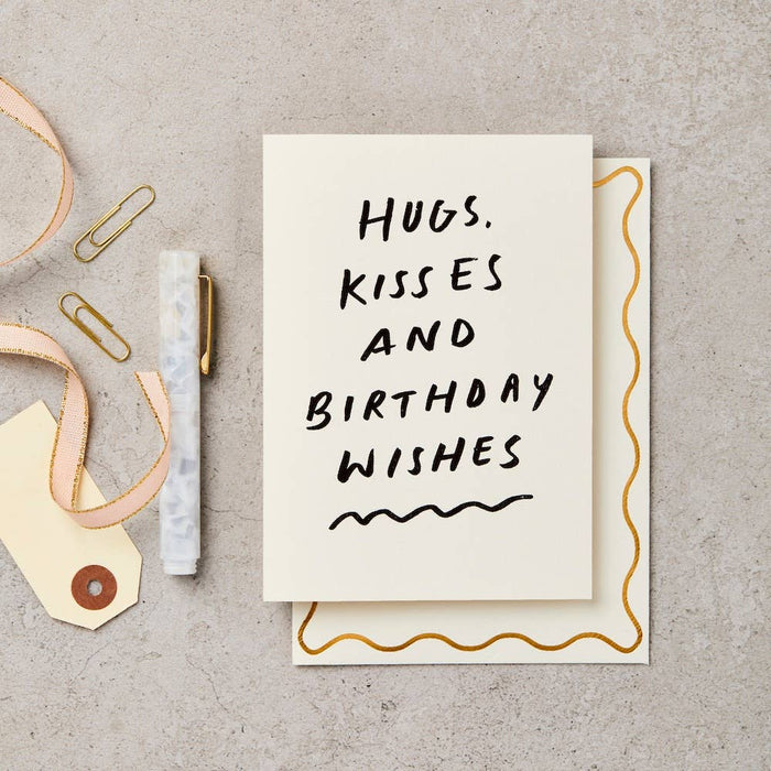 Handwritten Hugs, Kisses & Birthday Wishes Card