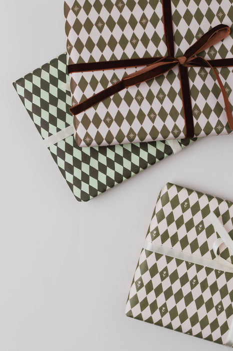 GREEN HARLEQUIN LUXURY GIFT WRAP