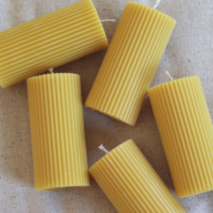 Rippled Beeswax Pillar Candle