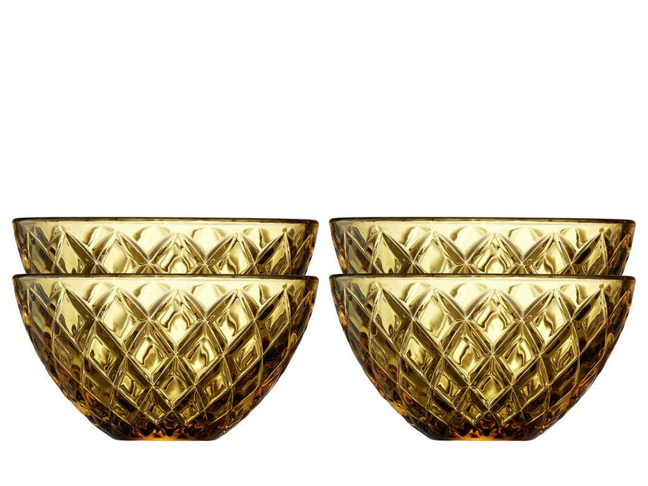 Amber Glass Bowls x 4