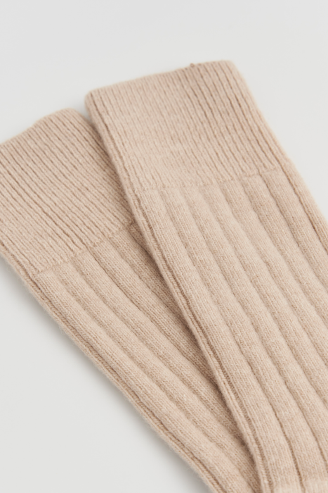 Milky Tea Beige Merino Bed Socks: Small (UK 4-8)