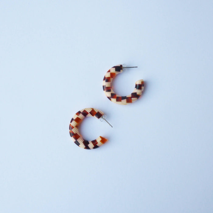 Honey Checker Colourful Acetate Resin Hoop Earrings
