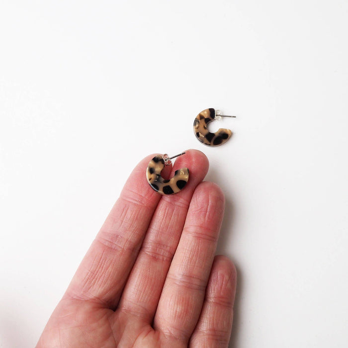 Caramel & Black Acetate Huggie Hoops