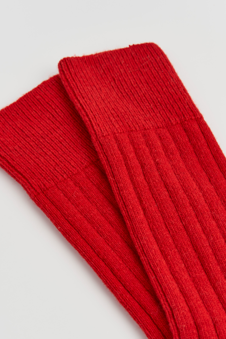 Postbox Red Merino Bed Socks: Small (UK 4-8)